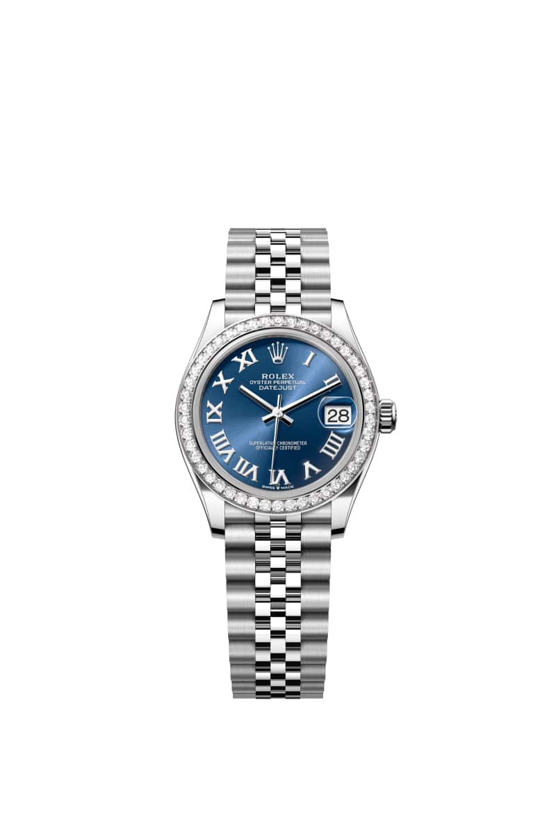 ROLEX 데이트저스트 31 278384RBR 브라이트 블루 다이얼 오이스터스틸과 White Gold