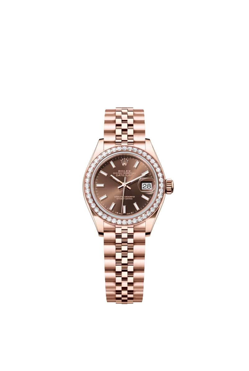 ROLEX Lady-데이트저스트 28 279135RBR 초콜렛 다이얼 18캐럿 에버로즈 Gold