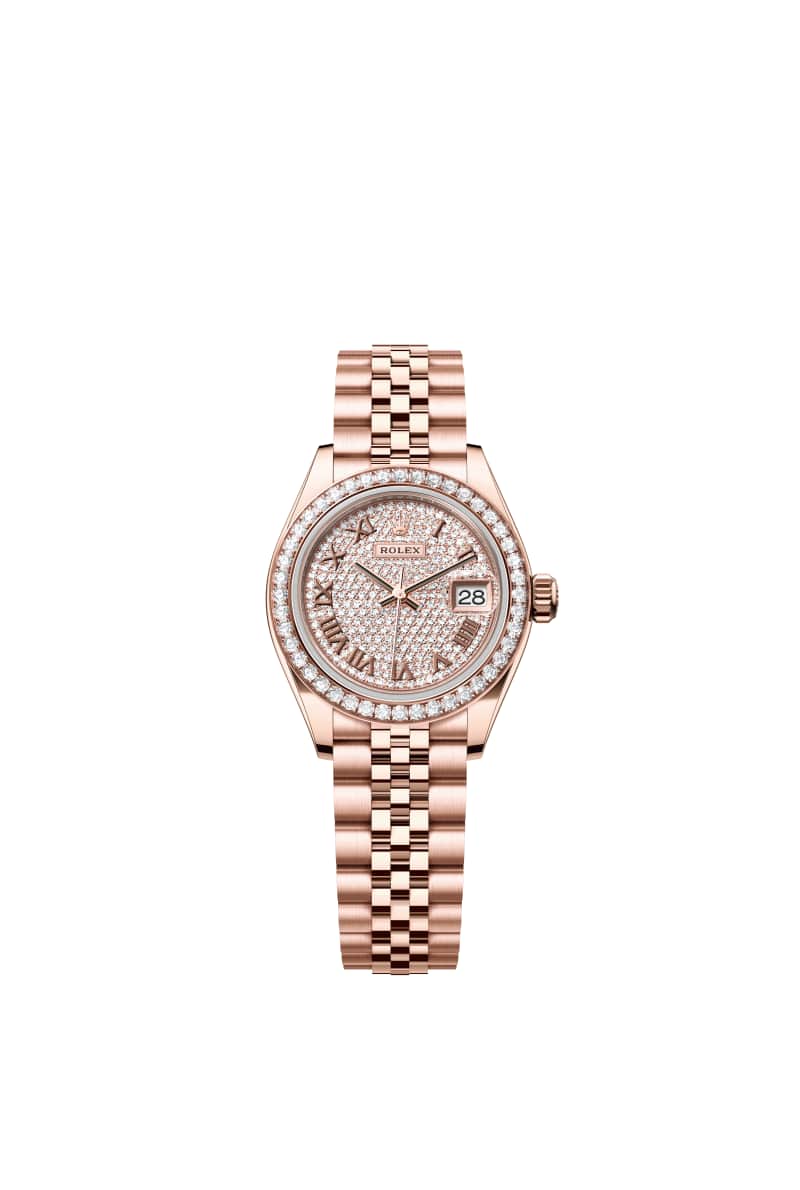 ROLEX Lady-데이트저스트 28 279135RBR Diamond 파베 다이얼 18캐럿 에버로즈 Gold