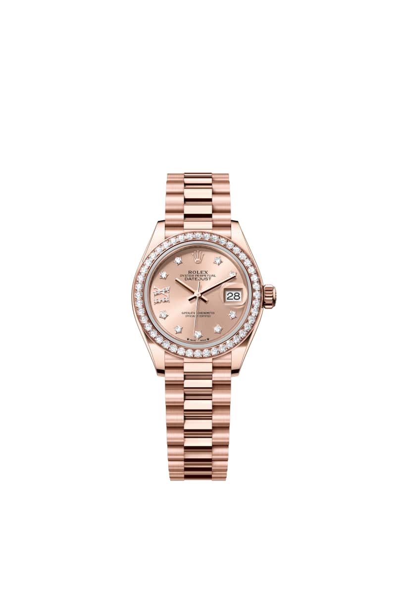 ROLEX Lady-데이트저스트 28 279135RBR 다이아몬드가 세팅된 Rose Color 다이얼 18캐럿 에버로즈 Gold