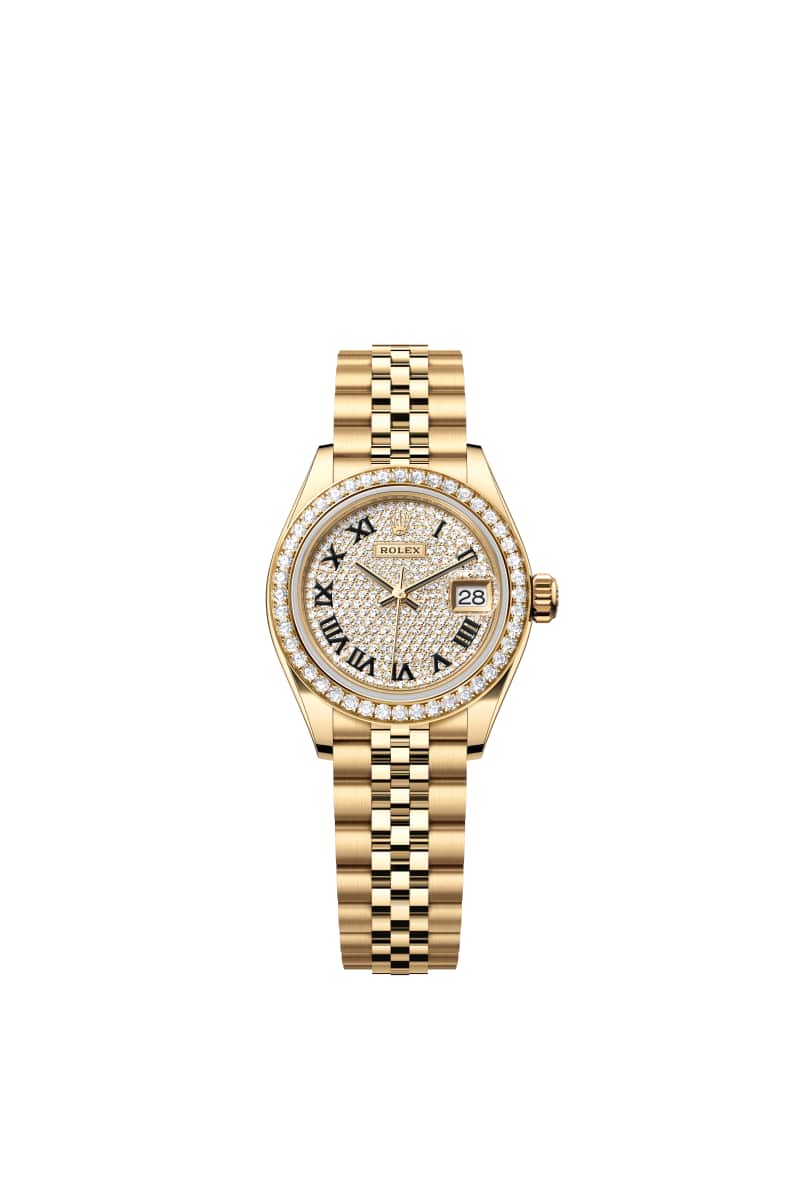 ROLEX Lady-데이트저스트 28 279138RBR Diamond 파베 다이얼 18캐럿 옐로우 Gold