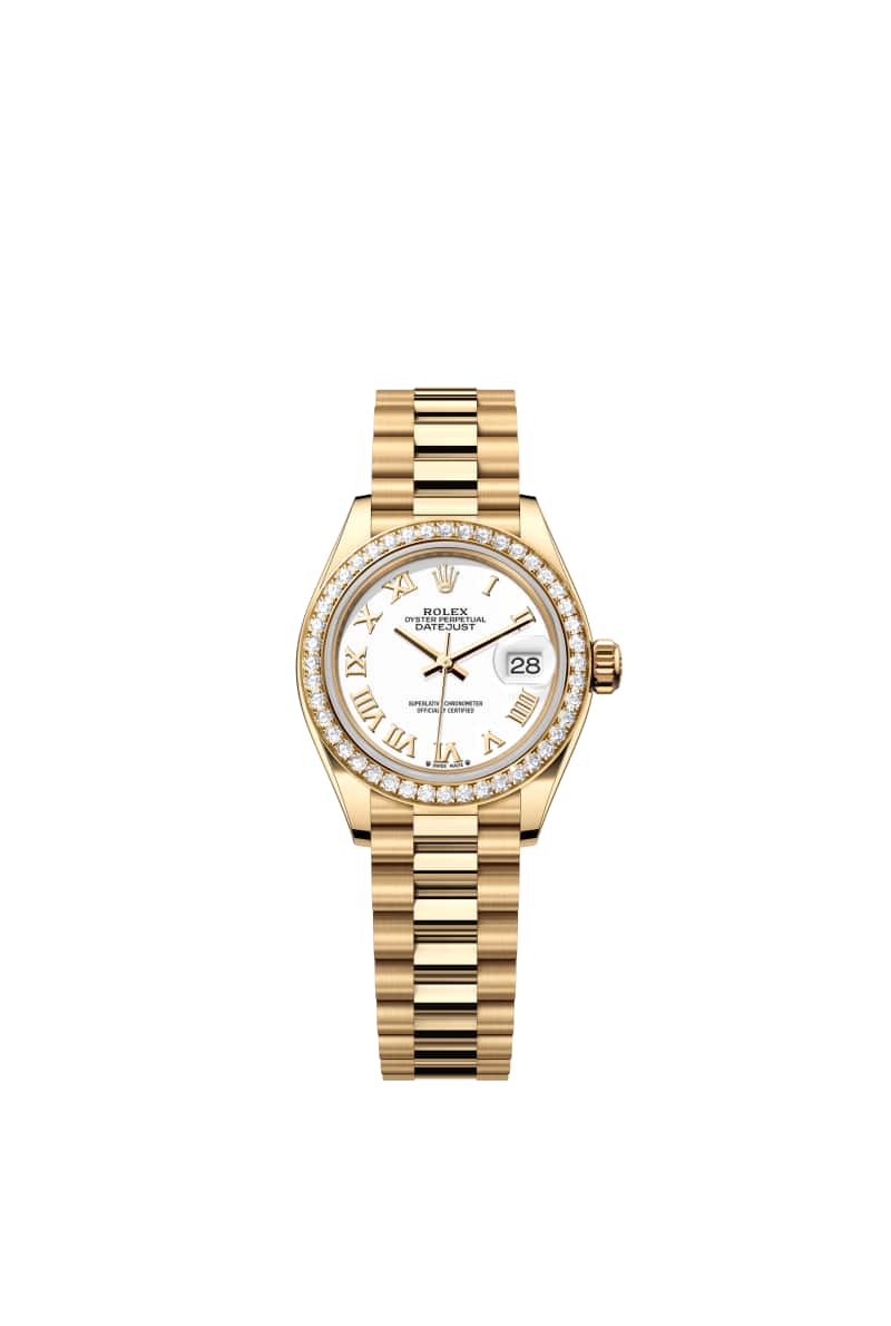 ROLEX Lady-데이트저스트 28 279138RBR White 다이얼 18캐럿 옐로우 Gold