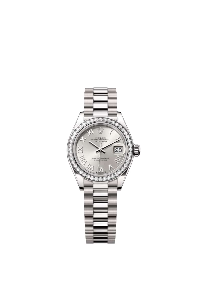 ROLEX Lady-데이트저스트 28 279139RBR Silver 다이얼 18캐럿 White Gold