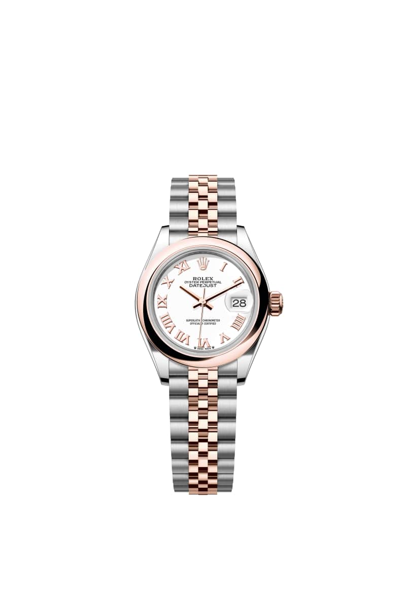 ROLEX Lady-데이트저스트 28 279161 White 다이얼 오이스터스틸과 에버로즈 Gold