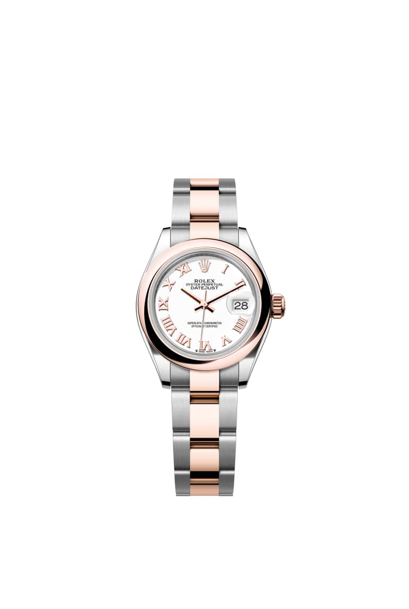 ROLEX Lady-데이트저스트 28 279161 White 다이얼 오이스터스틸과 에버로즈 Gold