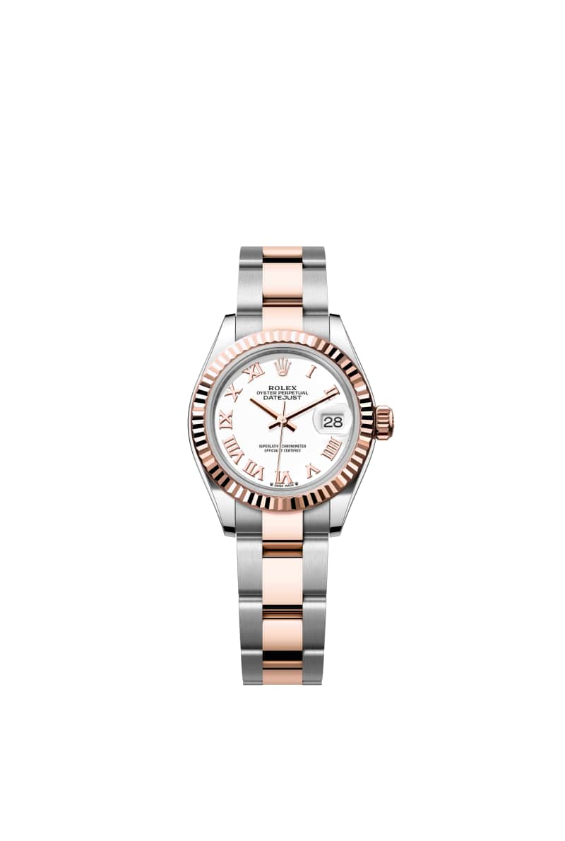 ROLEX Lady-데이트저스트 28 279171 White 다이얼 오이스터스틸과 에버로즈 Gold