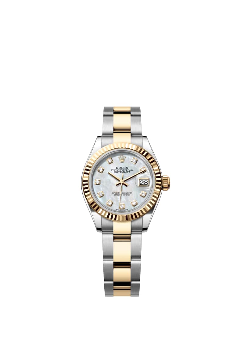 ROLEX Lady-๋ฐ์ดํธ์ ์คํธ 28 279173 ๋ค์ด์๋ชฌ๋๊ฐ ์ธํ
๋ White ์ง์ฃผ์๊ฐ ๋ค์ด์ผ ์ค์ด์คํฐ์คํธ๊ณผ ์๋ก์ฐ Gold