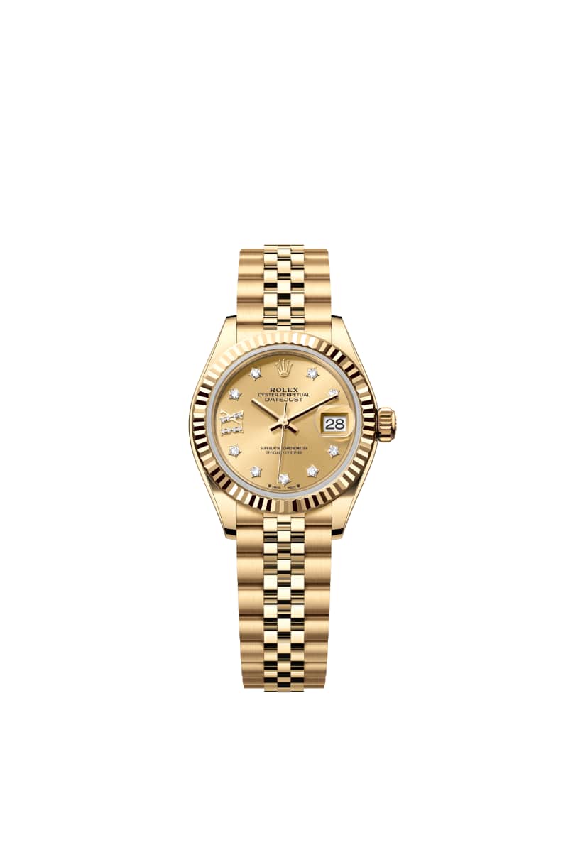 ROLEX Lady-데이트저스트 28 279178 다이아몬드가 세팅된 샴페인 Color 다이얼 18캐럿 옐로우 Gold