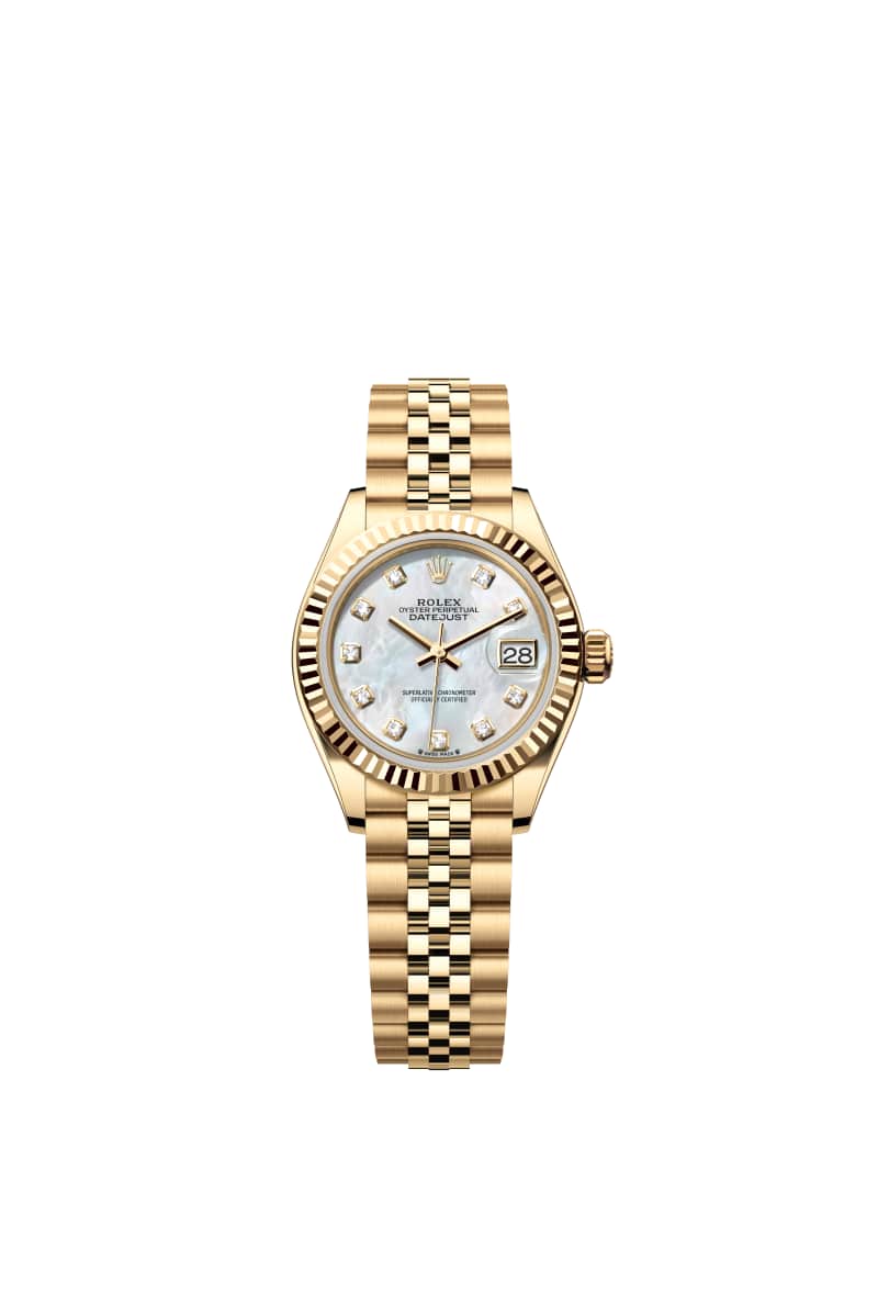 ROLEX Lady-데이트저스트 28 279178 다이아몬드가 세팅된 White 진주자개 다이얼 18캐럿 옐로우 Gold