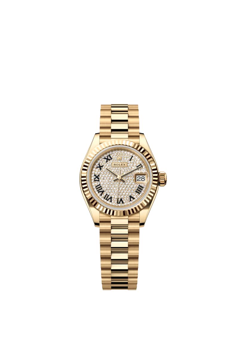 ROLEX Lady-데이트저스트 28 279178 Diamond 파베 다이얼 18캐럿 옐로우 Gold