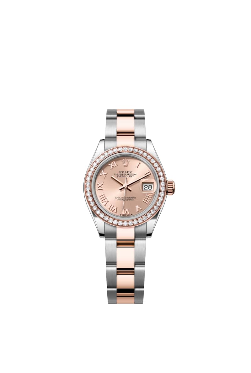 ROLEX Lady-데이트저스트 28 279381RBR Rose Color 다이얼 오이스터스틸과 에버로즈 Gold