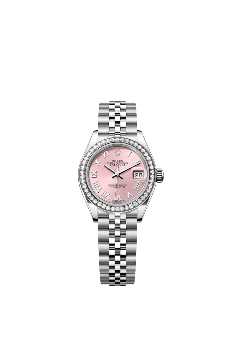 ROLEX Lady-데이트저스트 28 279384RBR 핑크 다이얼 오이스터스틸과 White Gold