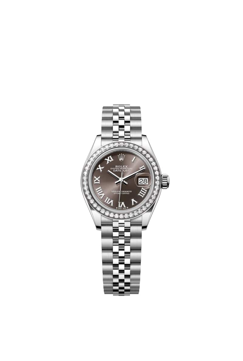ROLEX Lady-๋ฐ์ดํธ์ ์คํธ 28 279384RBR ๋คํฌ ๊ทธ๋ ์ด ๋ค์ด์ผ ์ค์ด์คํฐ์คํธ๊ณผ White Gold