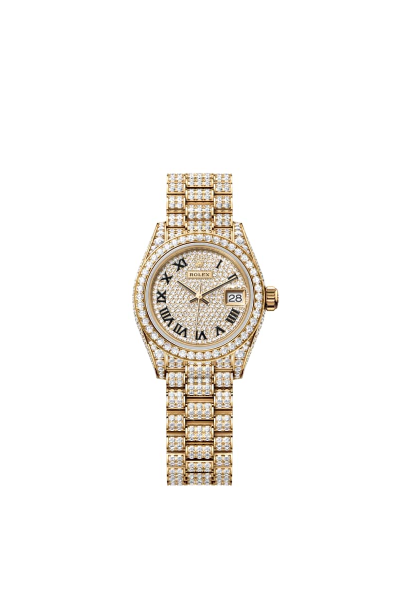 ROLEX Lady-데이트저스트 28 279458RBR Diamond 파베 다이얼 18캐럿 옐로우 Gold