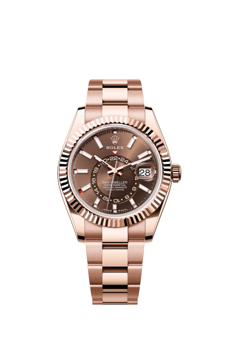 ROLEX Sky-드웰러 42 336935 초콜렛 다이얼 18캐럿 에버로즈 Gold