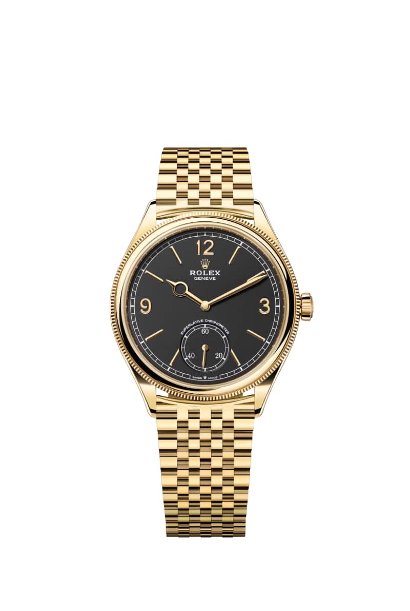 ROLEX 1908 39 52508 ์ธํ
์ค Black ๋ค์ด์ผ 18์บ๋ฟ ์๋ก์ฐ Gold