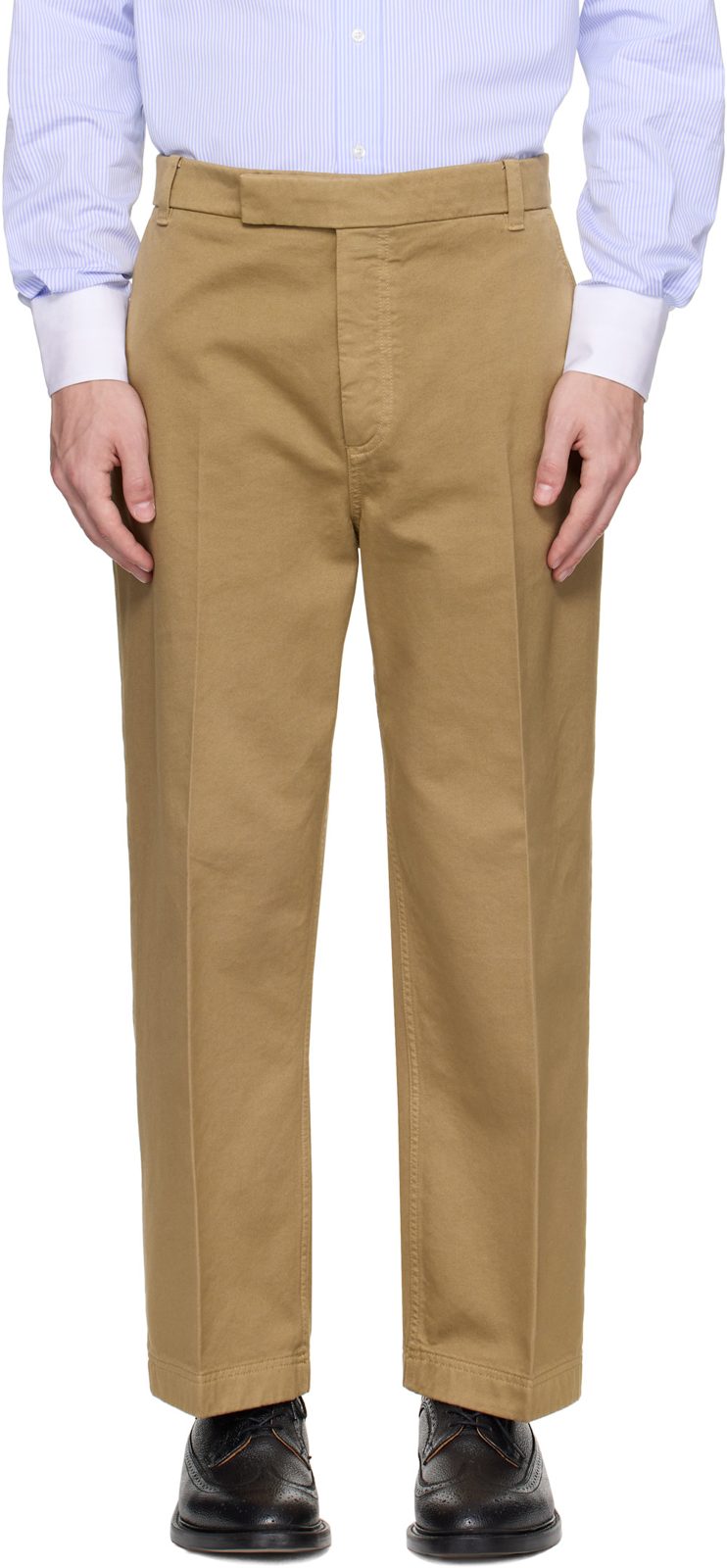 Khaki Cotton Twill Utility Trousers 252381M191008