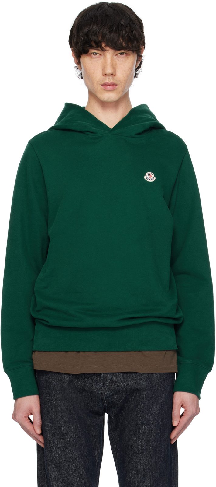 Green Logo Patch Cotton Hoodie 251111M202026