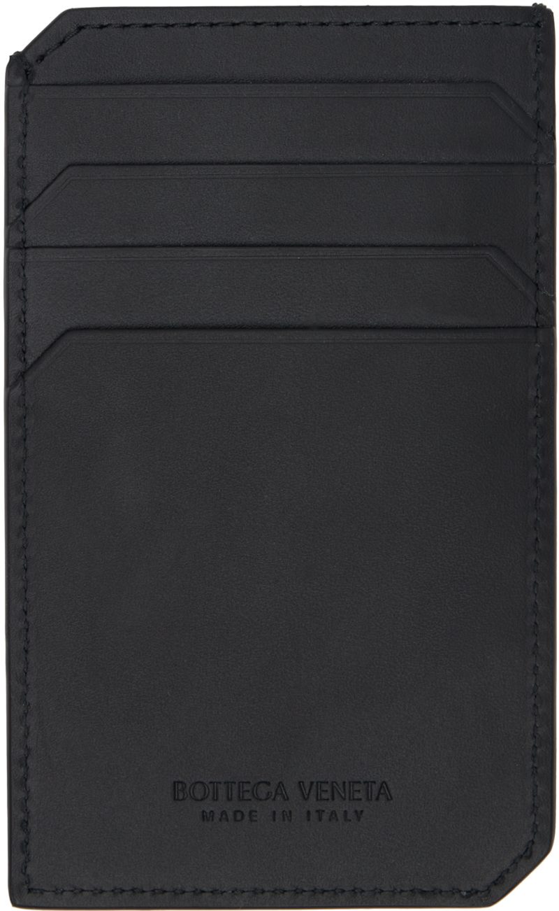 Black Intrecciato Piccolo Vertical Card Holder 242798M163002