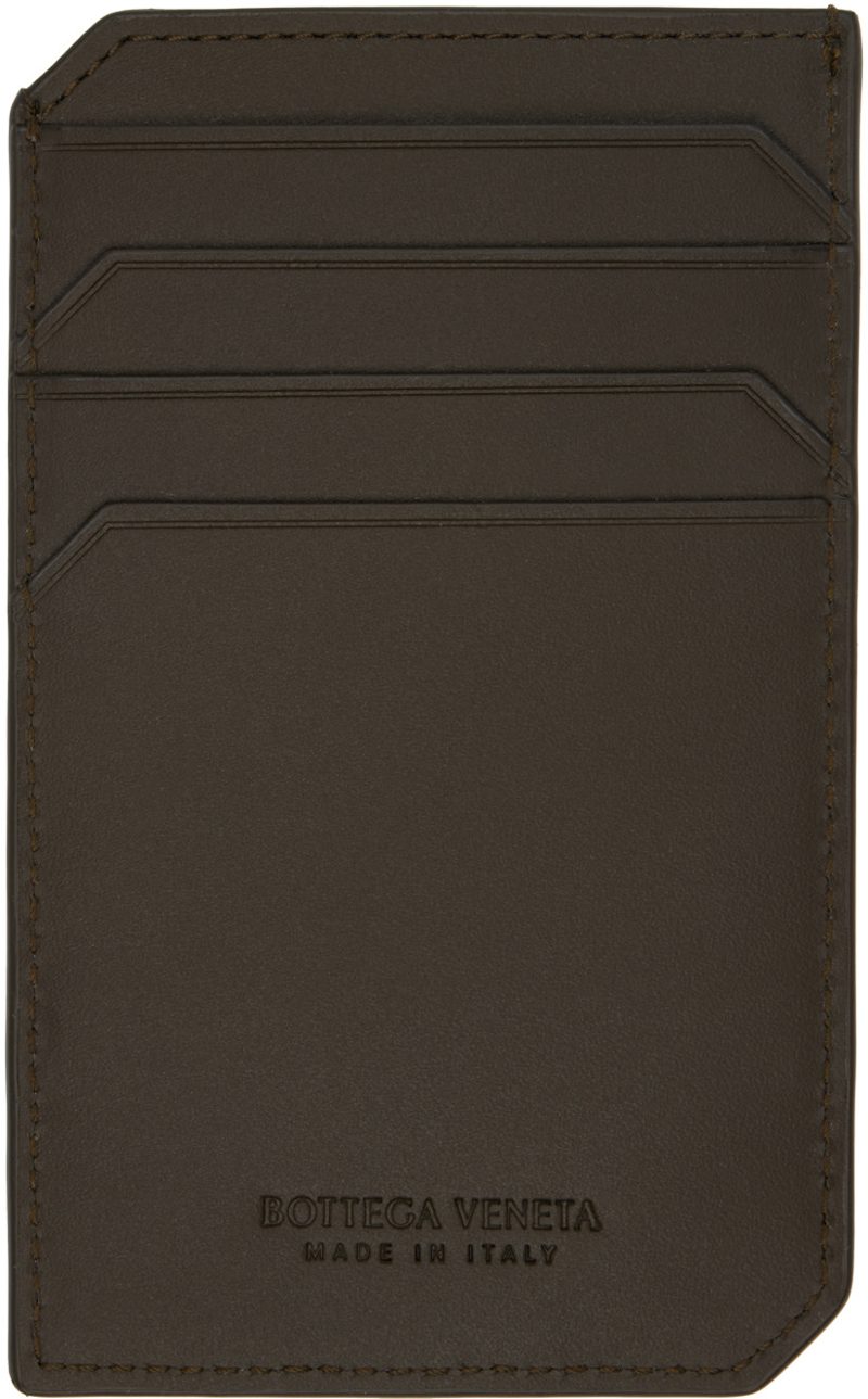 Khaki Intrecciato Piccolo Vertical Card Holder 242798M163001
