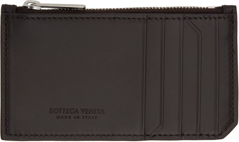 Brown Intrecciato Piccolo Zipped Card Holder 242798M163024