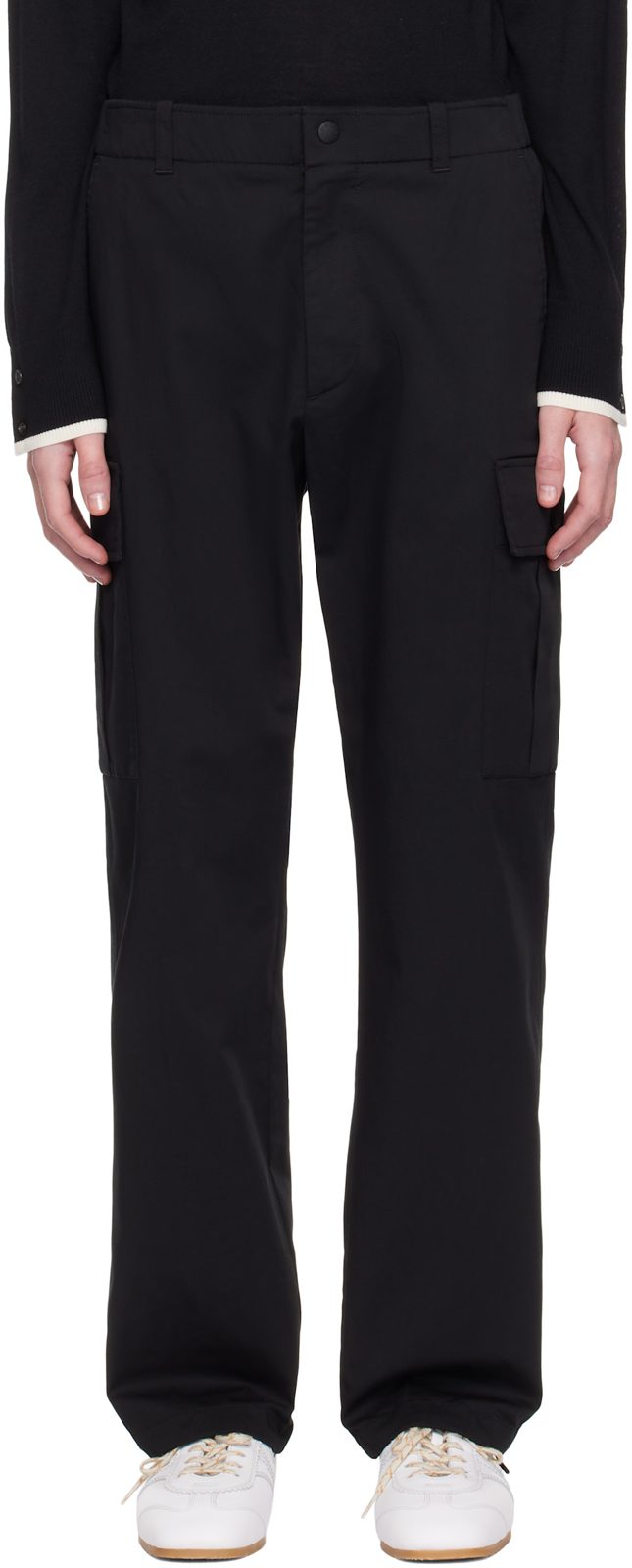 Black Twill Cargo Pants 251111M188014
