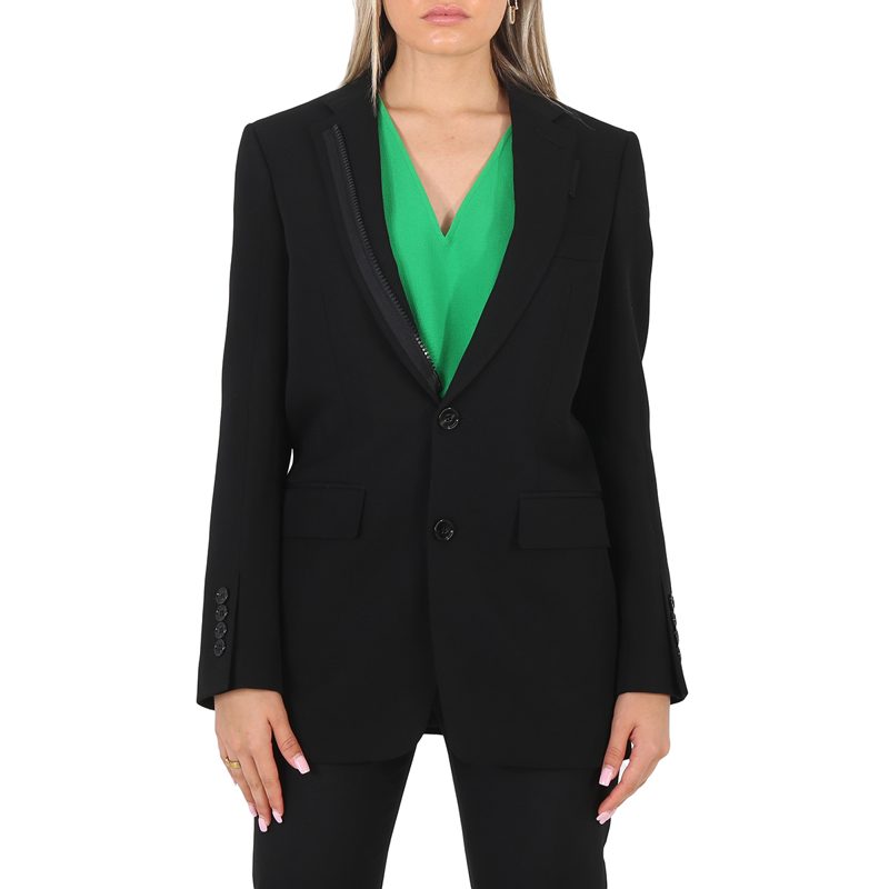 Ladies Black Tailored Single-Breasted Blazer Jacket