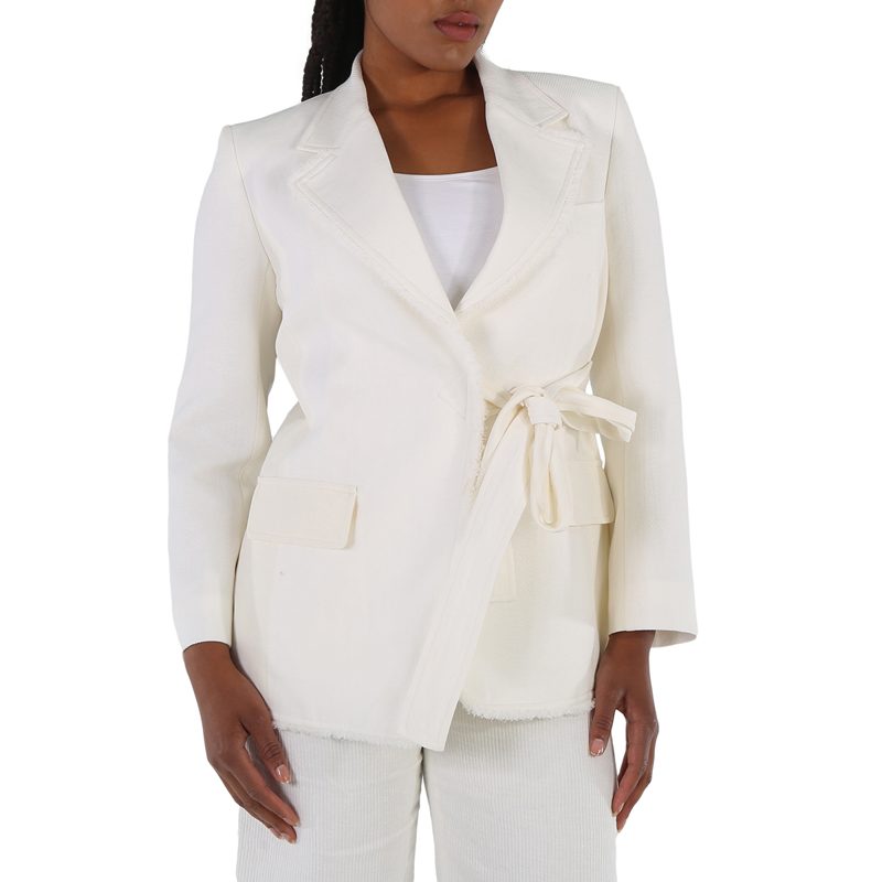 Chloe Ladies Iconic Milk Double-Breasted Belted Blazer Jacket