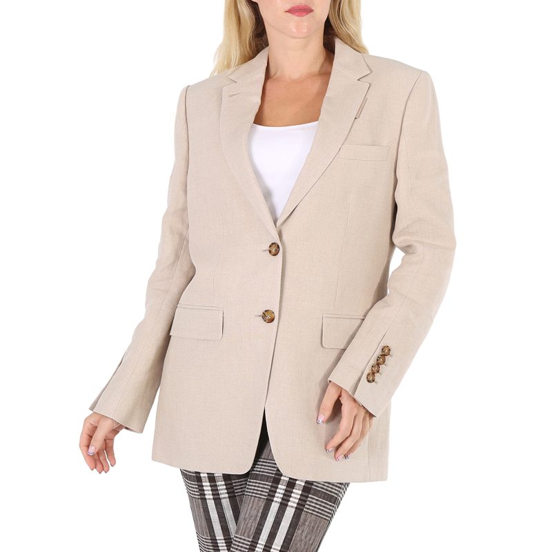 Ladies Loulou Oatmeal Single-Breasted Tailored Jacket