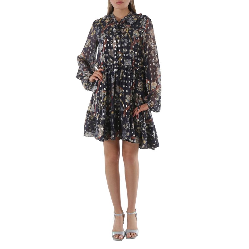 Chloe Blue Floral Silk Georgette Dress