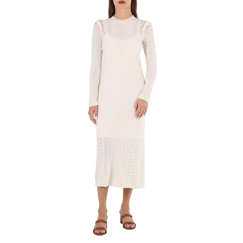 Chloe Ladies Snow White Wool Cash Knit Dress