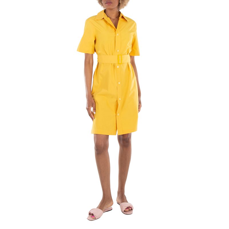 Short-Sleeve Cotton Blend Shirt Dress