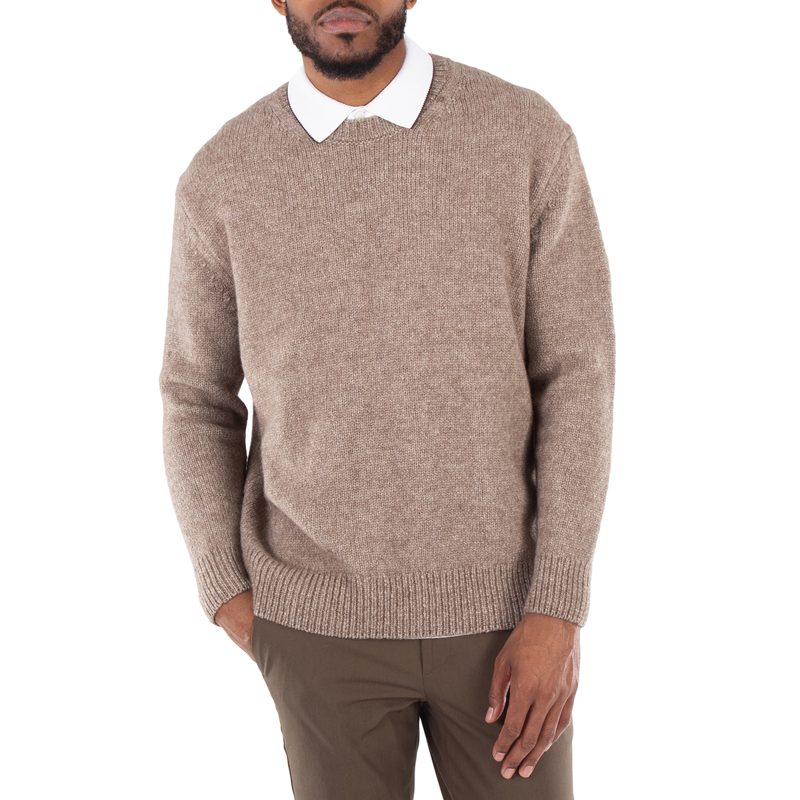 Hugo [보스] Wool Silk and Bison Hair Relaxed-Fit Sweater_Medium Beige
