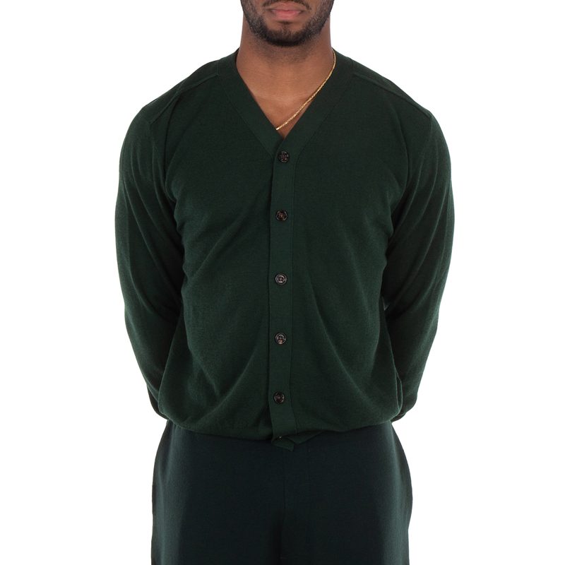 Relaxed Fit Wool V-Neck Cardigan