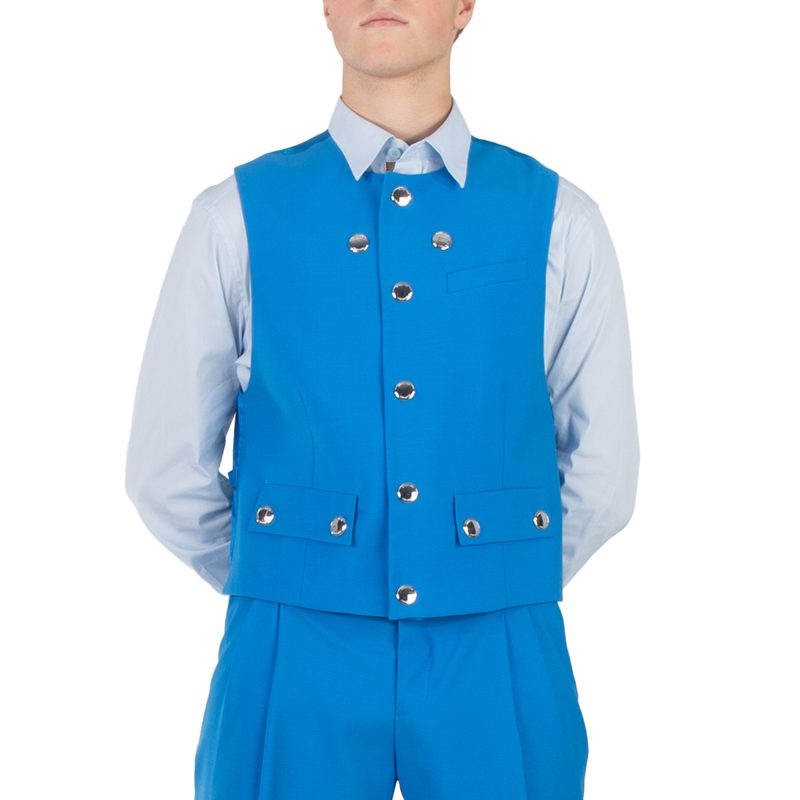 Mens Vivid Blue Wool Waistcoat