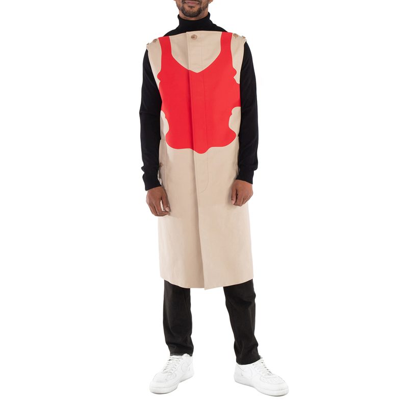 Mens Soft Fawn Reconstructed-Print Sleeveless Car Coat