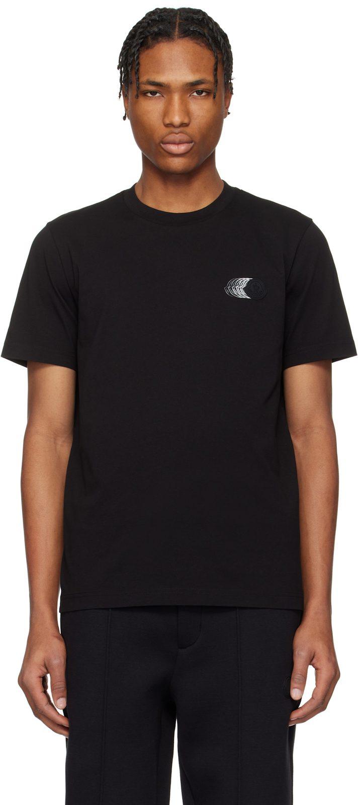 Black Faded Logo Motif Cotton T-shirt 251111M213105