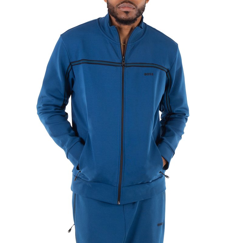 Hugo [보스] Tape Inserts Zip-Up Sweatshirt_Open Blue