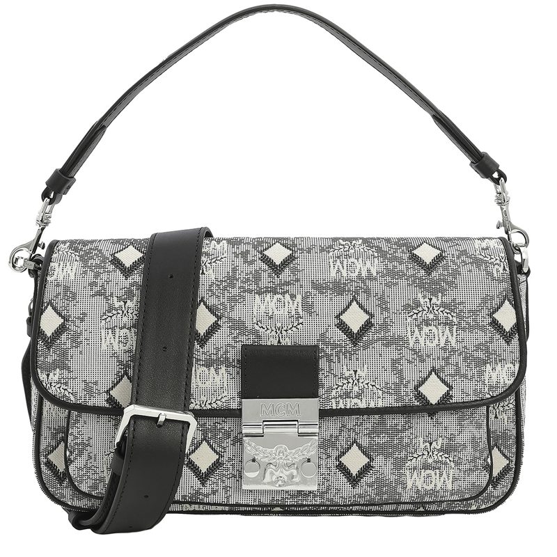 MCM Ladies Grey Crossbody Bag in Vintage Jacquard Monogram_Grey