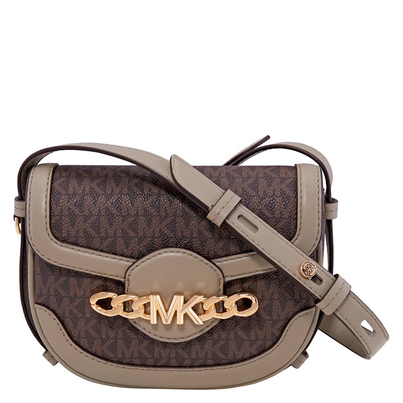 Michael Kors Ladies Hally Extra-Small Embellished Logo Crossbody Bag- Dusty Sage_Dusty Sage