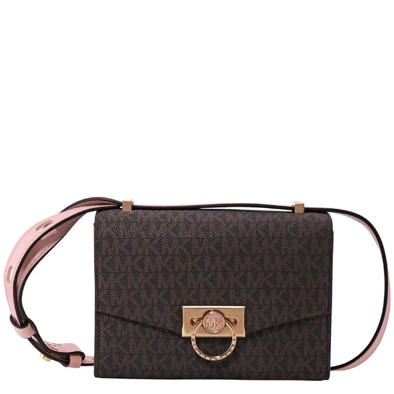 Michael Kors Ladies Hendrix Extra-small Logo Convertible Crossbody Bag - Brown_Brown