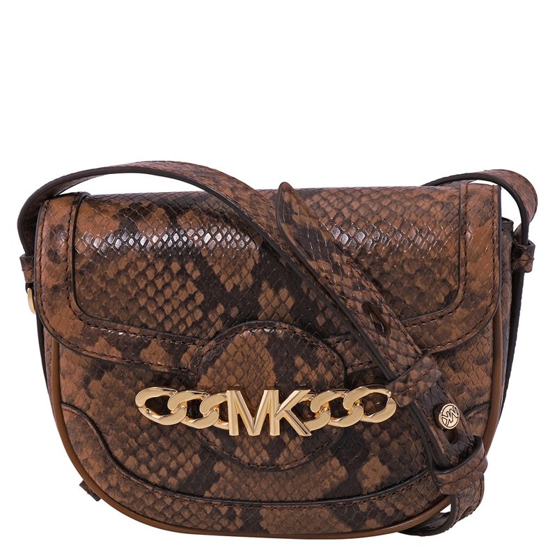 Michael Kors Snakeskin Effect Saddle Crossbody Bag_Luggage