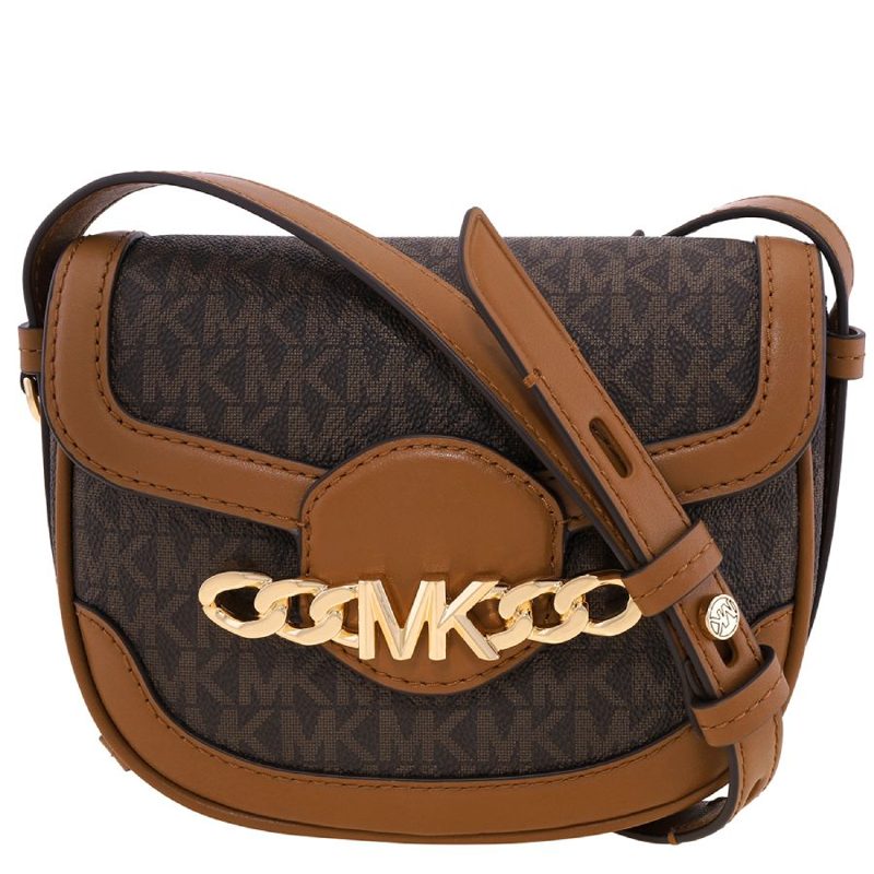 Michael Kors Ladies Hally Extra-Small Embellished Logo Crossbody Bag_Brown/Acorn