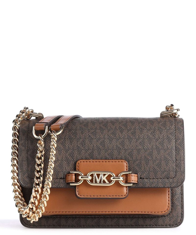 Michael Kors Ladies Heather Extra-small Logo Crossbody Bag - Brown / Acorn_Brown / Acorn