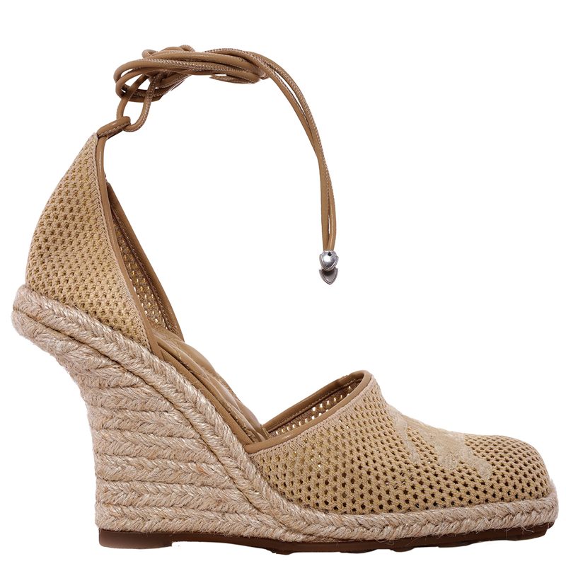 Mesh Plunge Wedge Heel Espadrilles