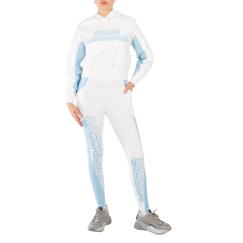 Ladies White Logo-Print Cotton-Jersey Hoodie