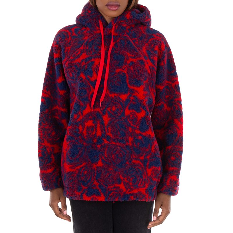 Floral Pattern Drawstring Hoodie
