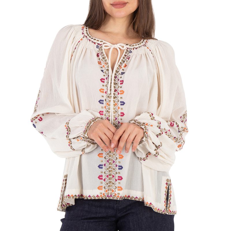 Ladies Ecru Clive Silk Blend Blouse