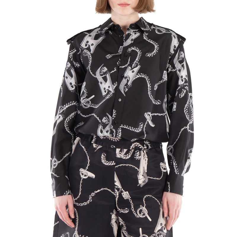 Long-Sleeve Knight Hardware Silk Shirt