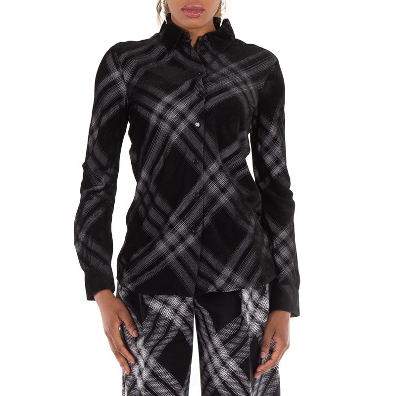 Long Sleeve Check-Print Button Down Shirt